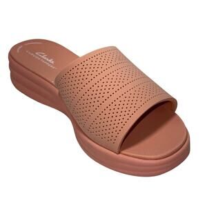 Clarks Drift Twist Rose Peach Platform Slide Sandals SZ/9W
